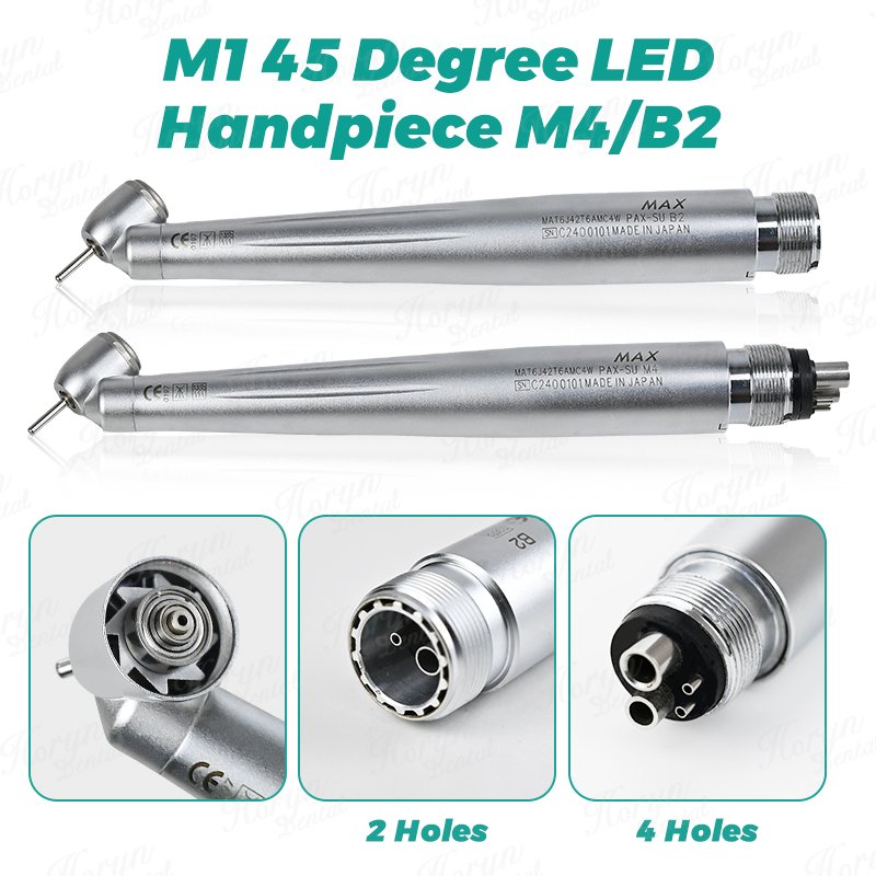 Dental 45 Degree LED High Speed Handpiece E-generator Integrated Push Button Handpiece Single Water Spray With LED Light