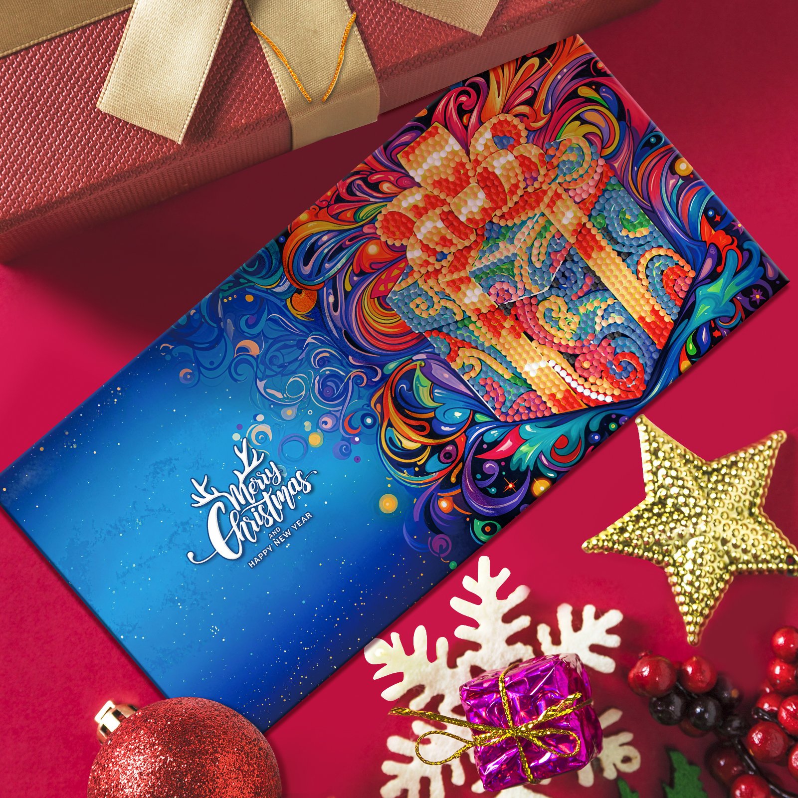 12PCS Christmas Birthday Festival Supplies Creative Vintage DIY Diamond Painting Greeting Card Paper