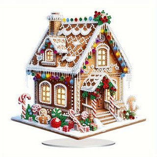 Double sided cartoon Christmas cottage 3D acrylic irregular diamond painting handicrafts home ornaments