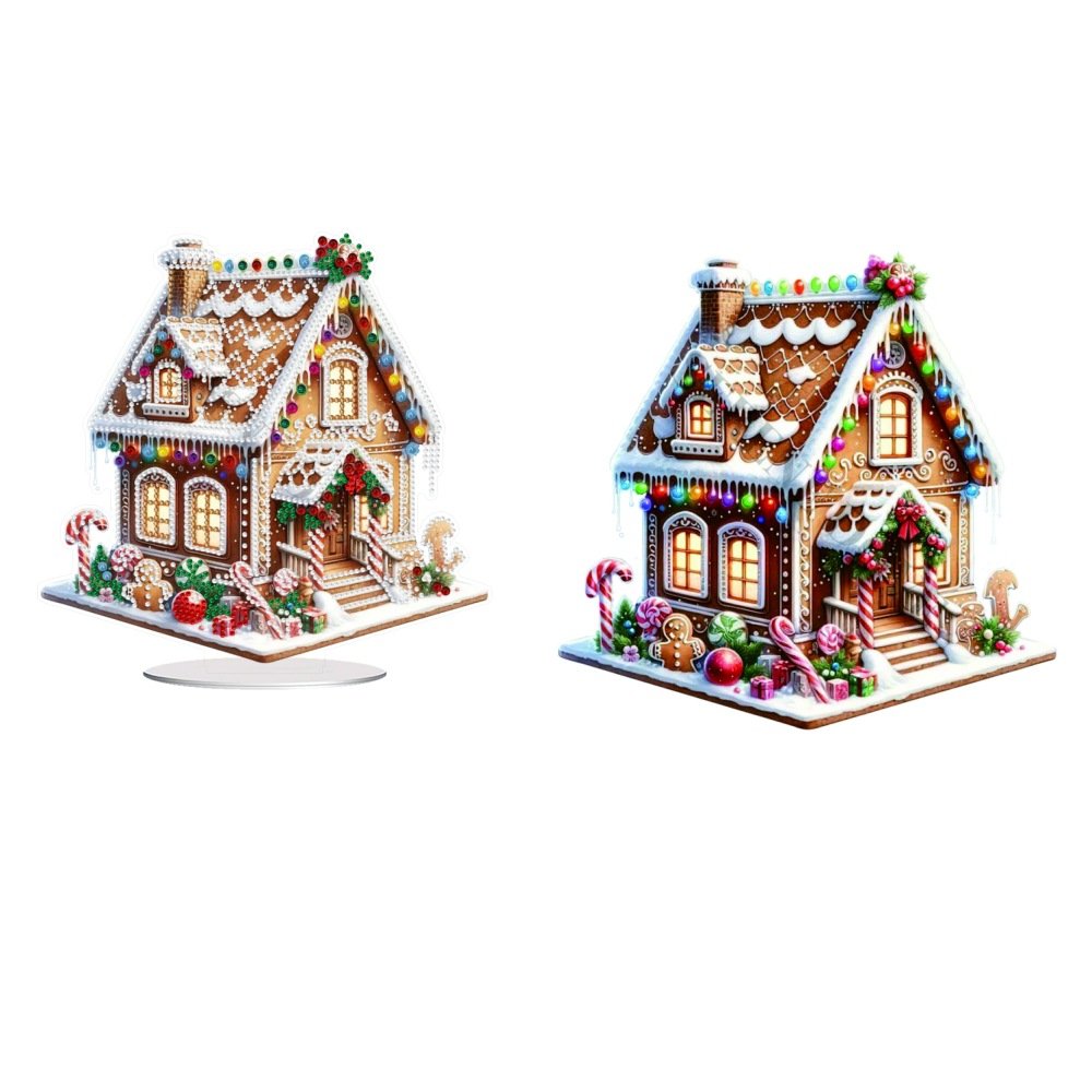 Double sided cartoon Christmas cottage 3D acrylic irregular diamond painting handicrafts home ornaments