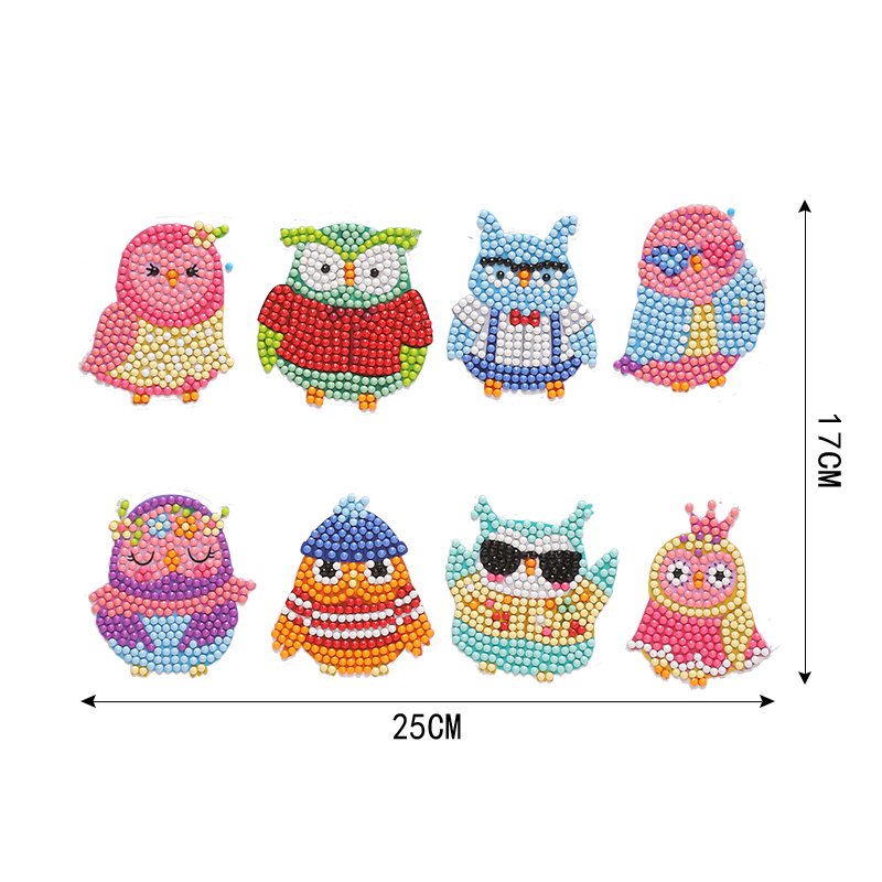 Animal Diamond Painting Stickers Mosaic Diy Sticker Diamond Painting Dinosaur Owl Cartoon Stickers for Notebooks Cups Decor