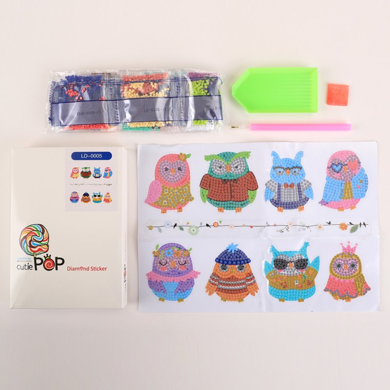 Animal Diamond Painting Stickers Mosaic Diy Sticker Diamond Painting Dinosaur Owl Cartoon Stickers for Notebooks Cups Decor