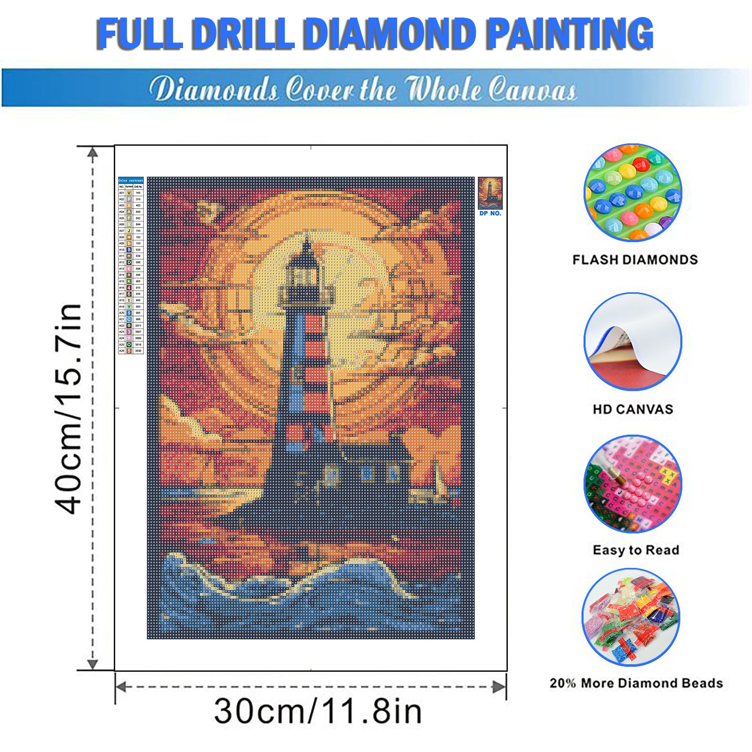 Diamond Painting Lighthouse Cross Stitch Embroidery Landscape Full Round Drill Mosaic Stained Glass Art Holiday Gift