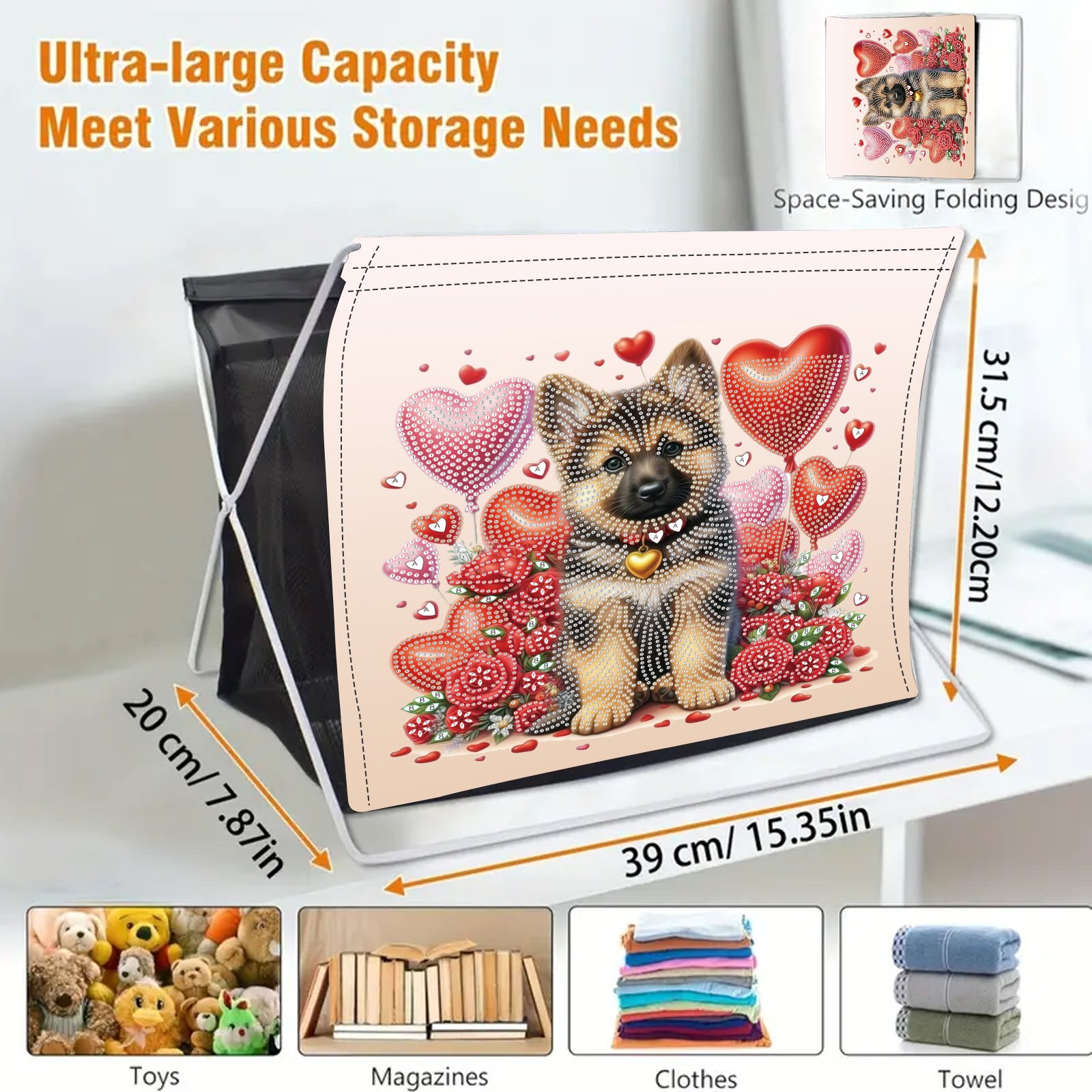 space saving folding diamond painting DIY craft storage box