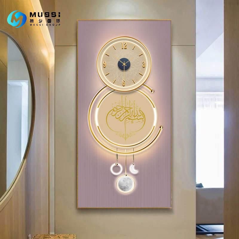 Custom wholesale illuminated picture led decorative light painting Chinese lotus crystal porcelain wall art painting with frame