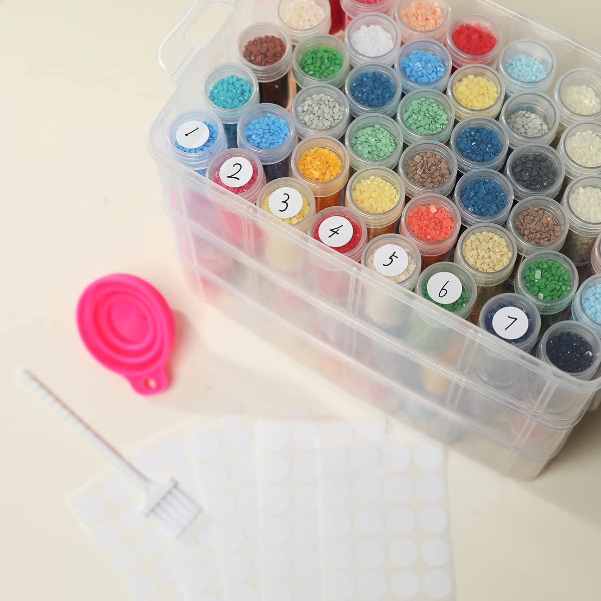 Manufacturer Direct Sales Round Transparent Plastic Diamond Painting Storage Box Rice Beads Jewelry Storage Bin Bottle Storage