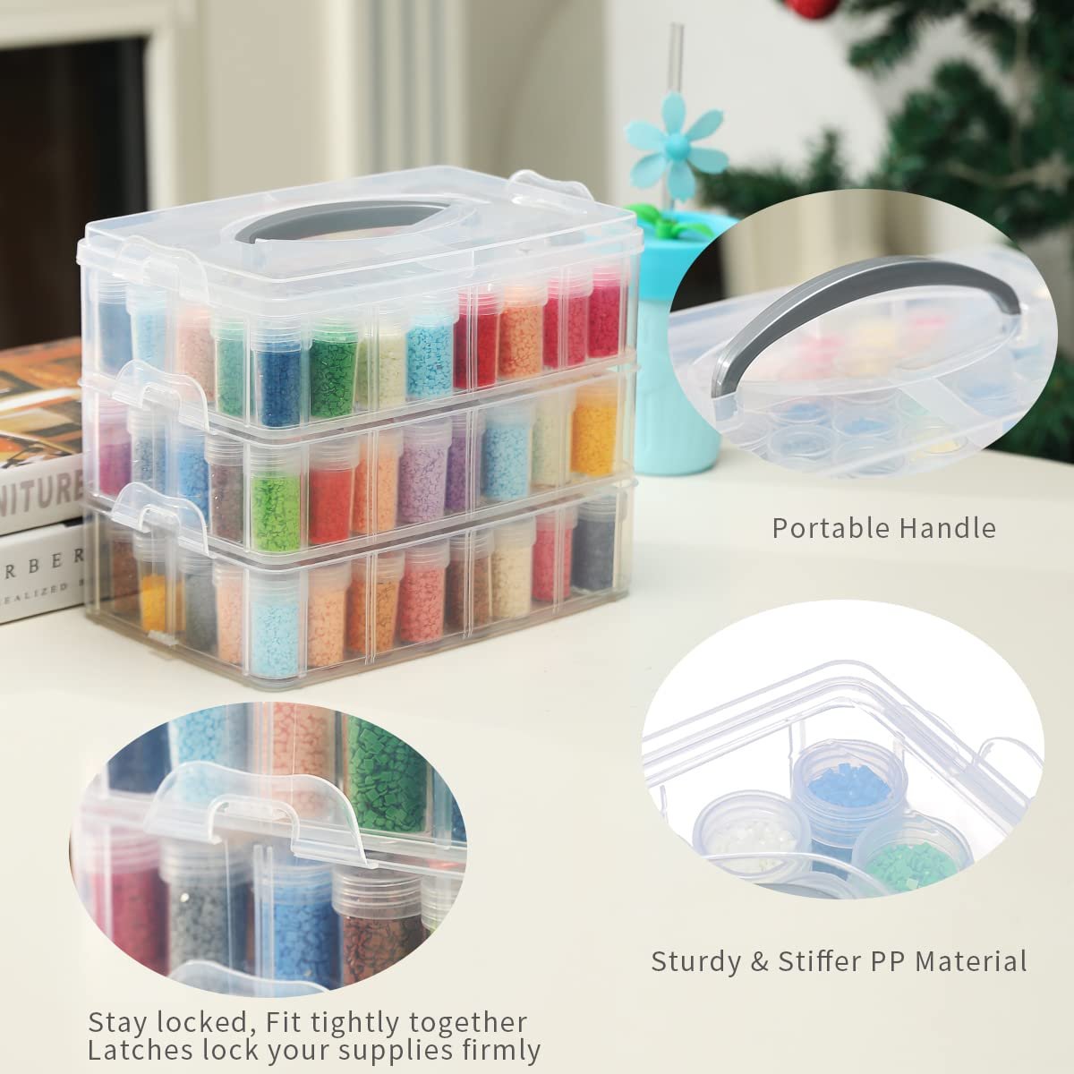 Manufacturer Direct Sales Round Transparent Plastic Diamond Painting Storage Box Rice Beads Jewelry Storage Bin Bottle Storage