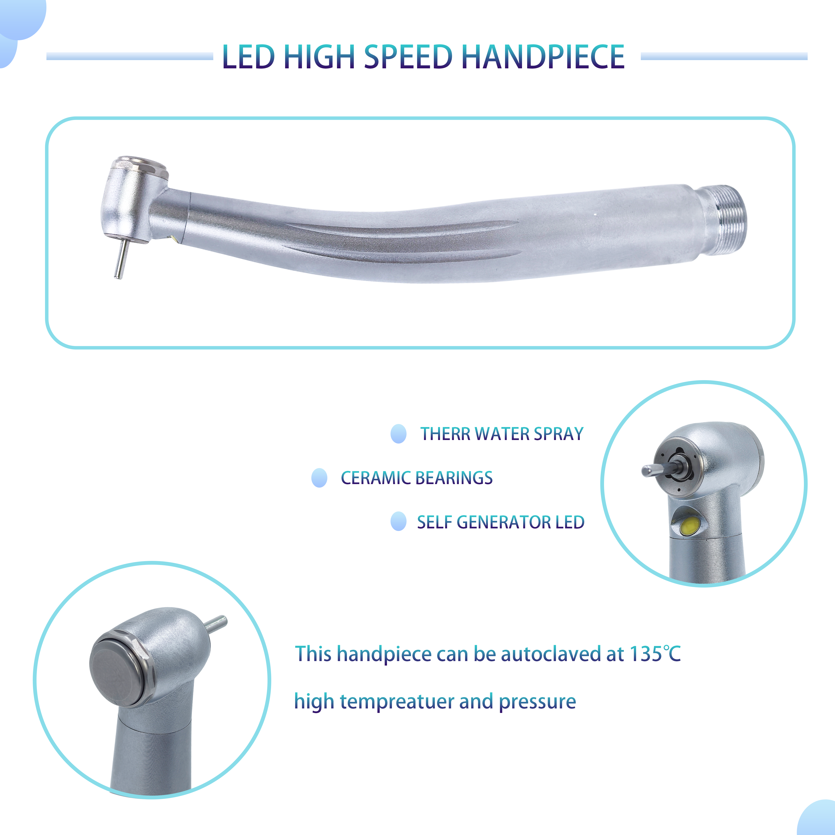 Dental handpiece PANA Max Air Turbine LED Push Button Electric Dental High Speed Handpiece