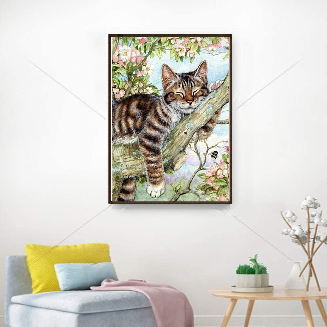 Diamond Art Painting Cartoon Lazy Cat Resting 5d Diamond Mosaic Painting Kit Interior Decoration Crafts paintings and wall arts
