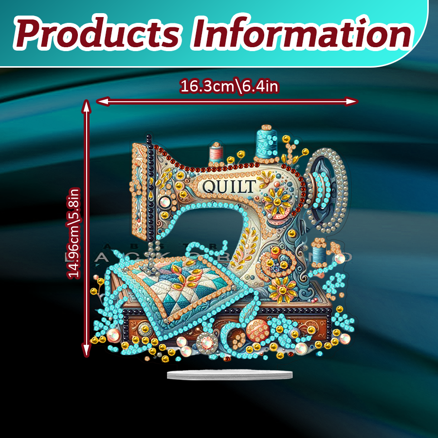 1PC 5D Special Shape Diamond Painting Table Ornament DIY Sewing Machine Acrylic Diamond Painting Desk Decoration
