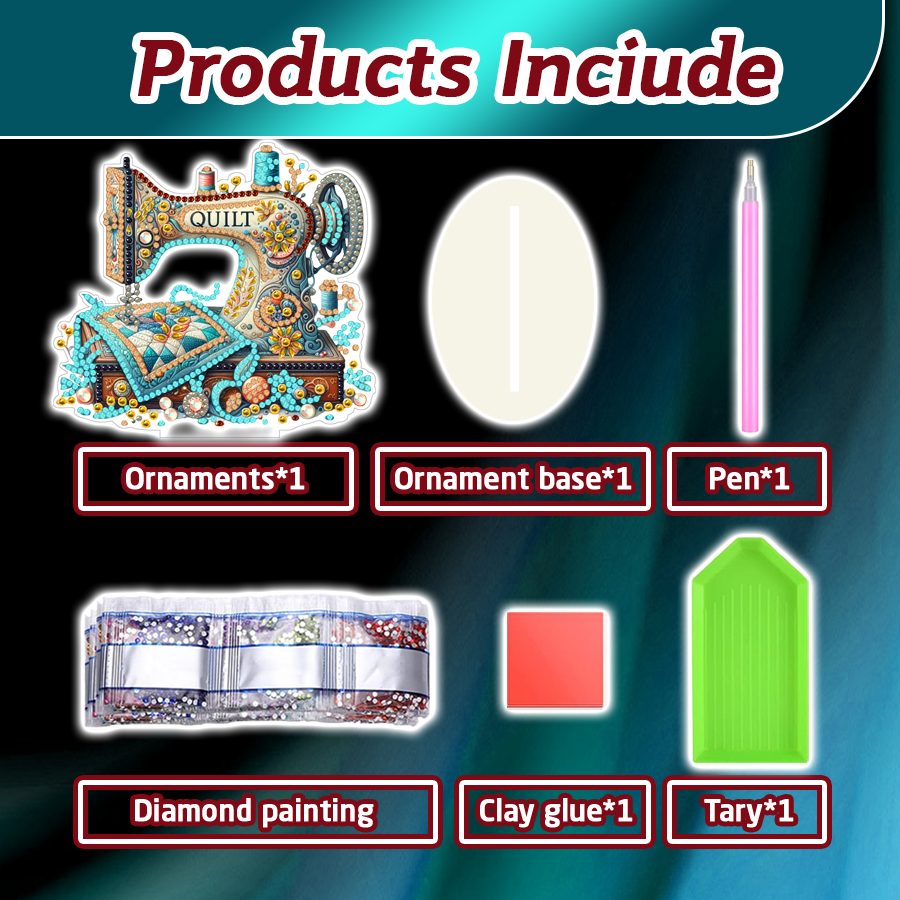 1PC 5D Special Shape Diamond Painting Table Ornament DIY Sewing Machine Acrylic Diamond Painting Desk Decoration