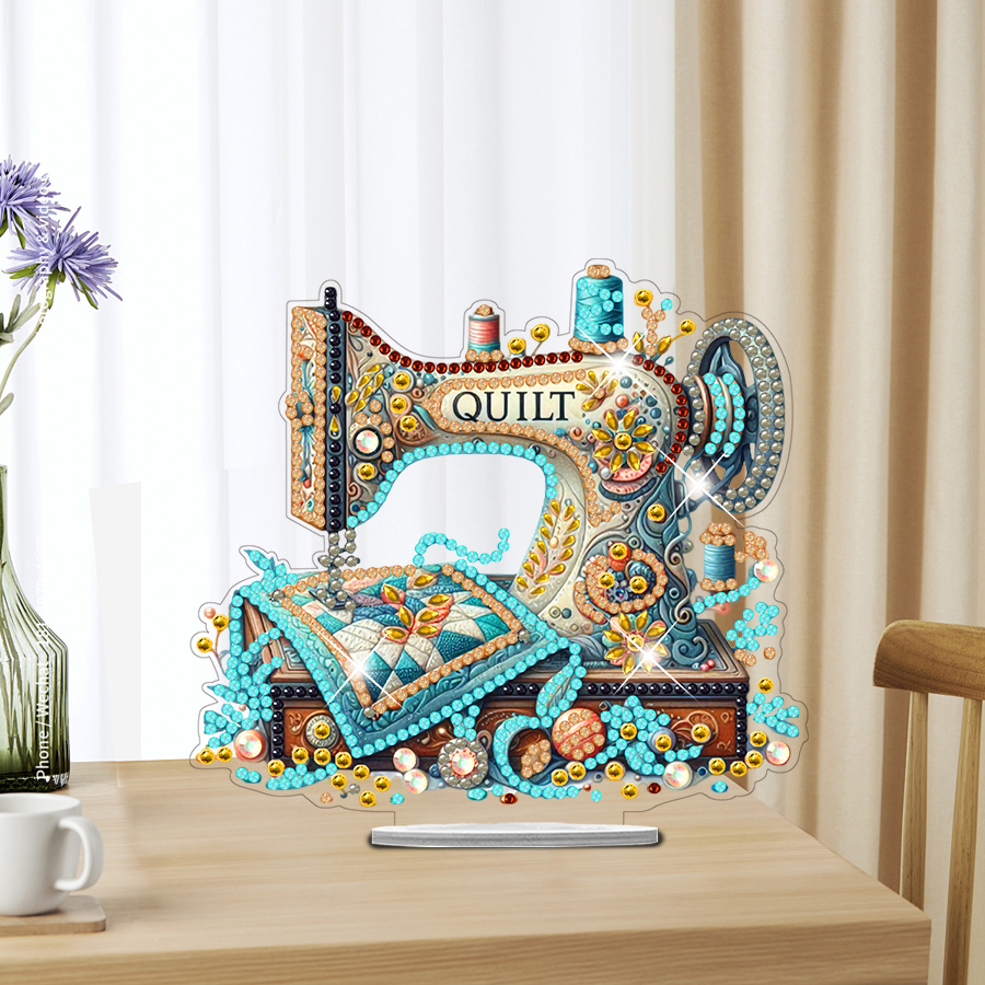 1PC 5D Special Shape Diamond Painting Table Ornament DIY Sewing Machine Acrylic Diamond Painting Desk Decoration