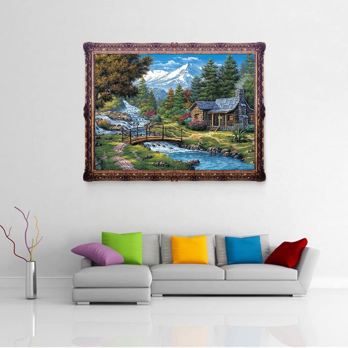 5D Adult DIY Diamond Painting Set Forest Cabin Landscape Painting Artist Residence Wall Decoration Painting Point Set