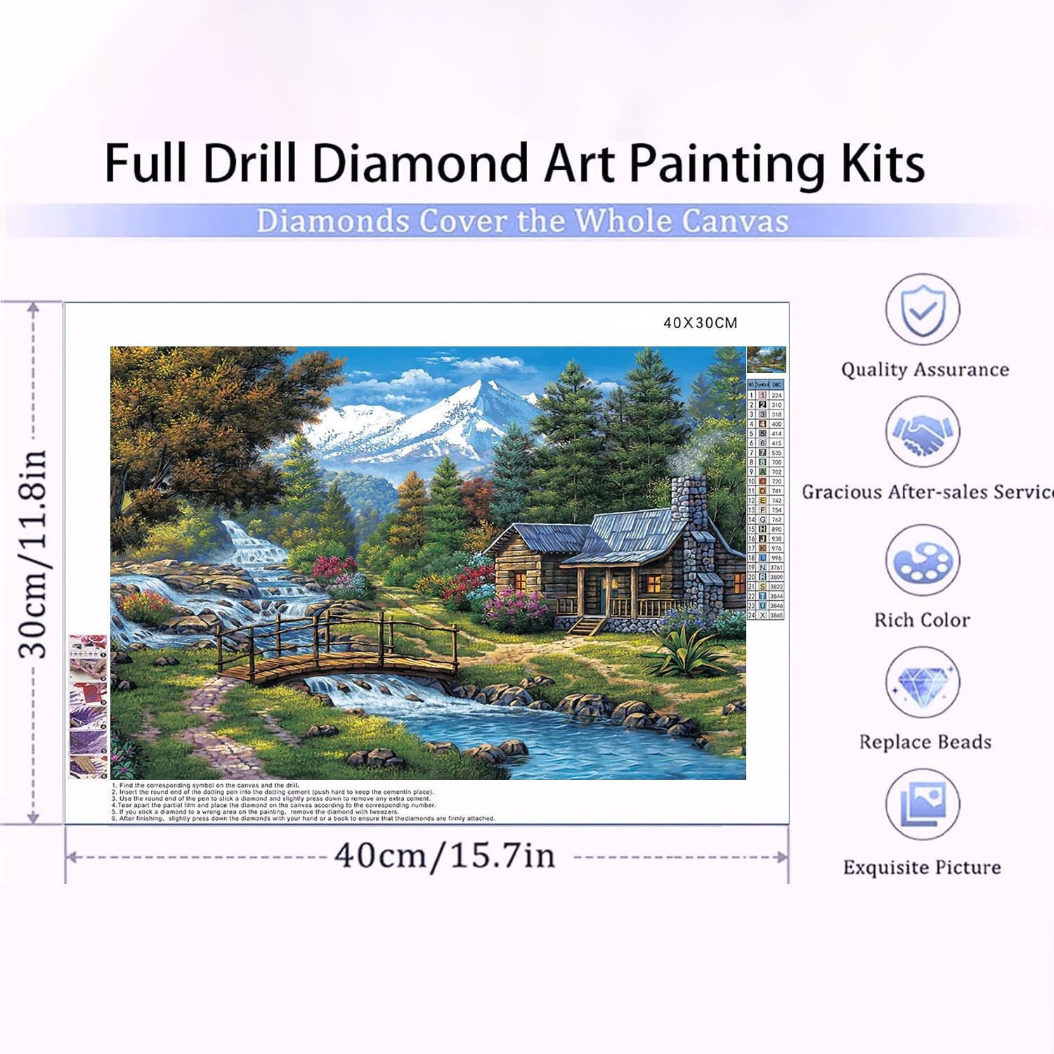 5D Adult DIY Diamond Painting Set Forest Cabin Landscape Painting Artist Residence Wall Decoration Painting Point Set