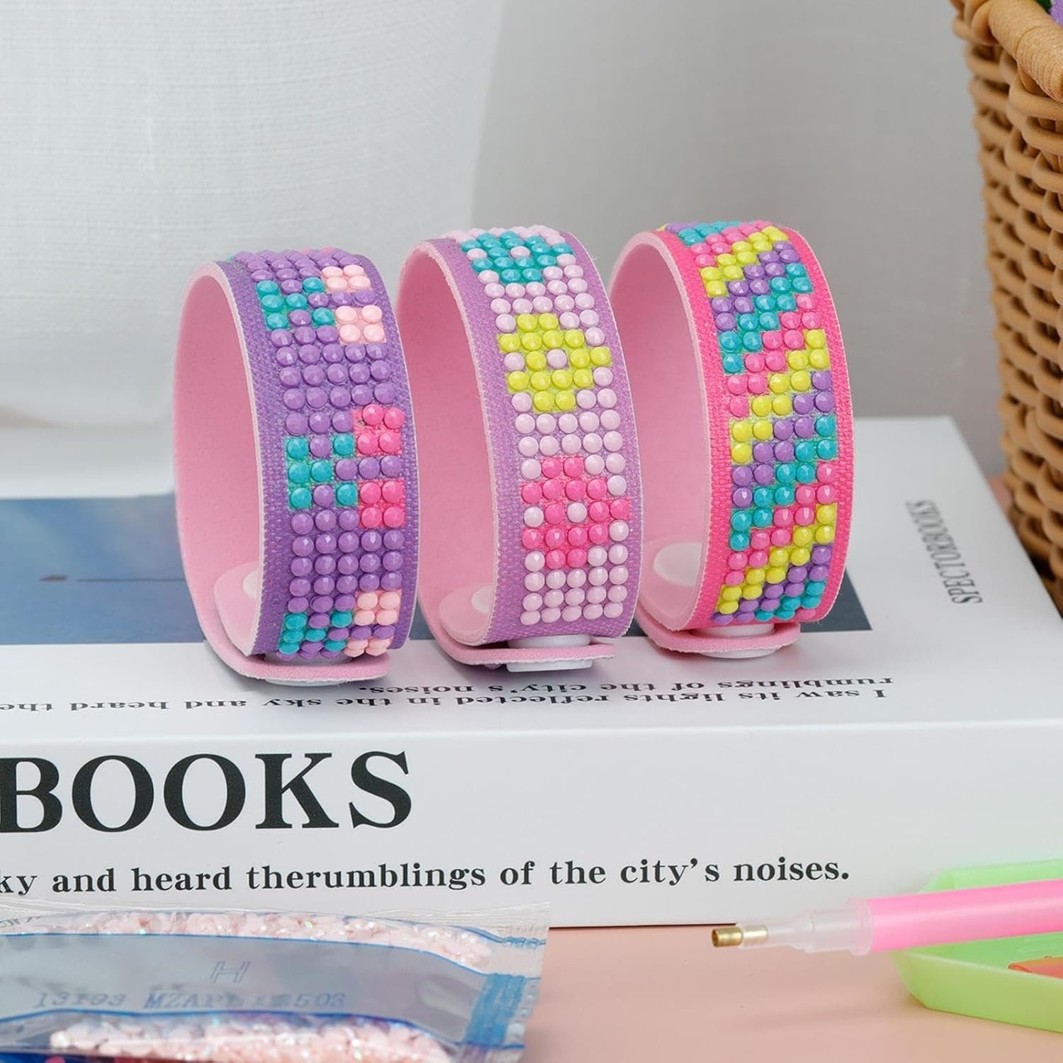 LS 5D DIY Diamond Painting Bracelet Kit Adjustable Snap Fastener Creative Paste Toy for Kids