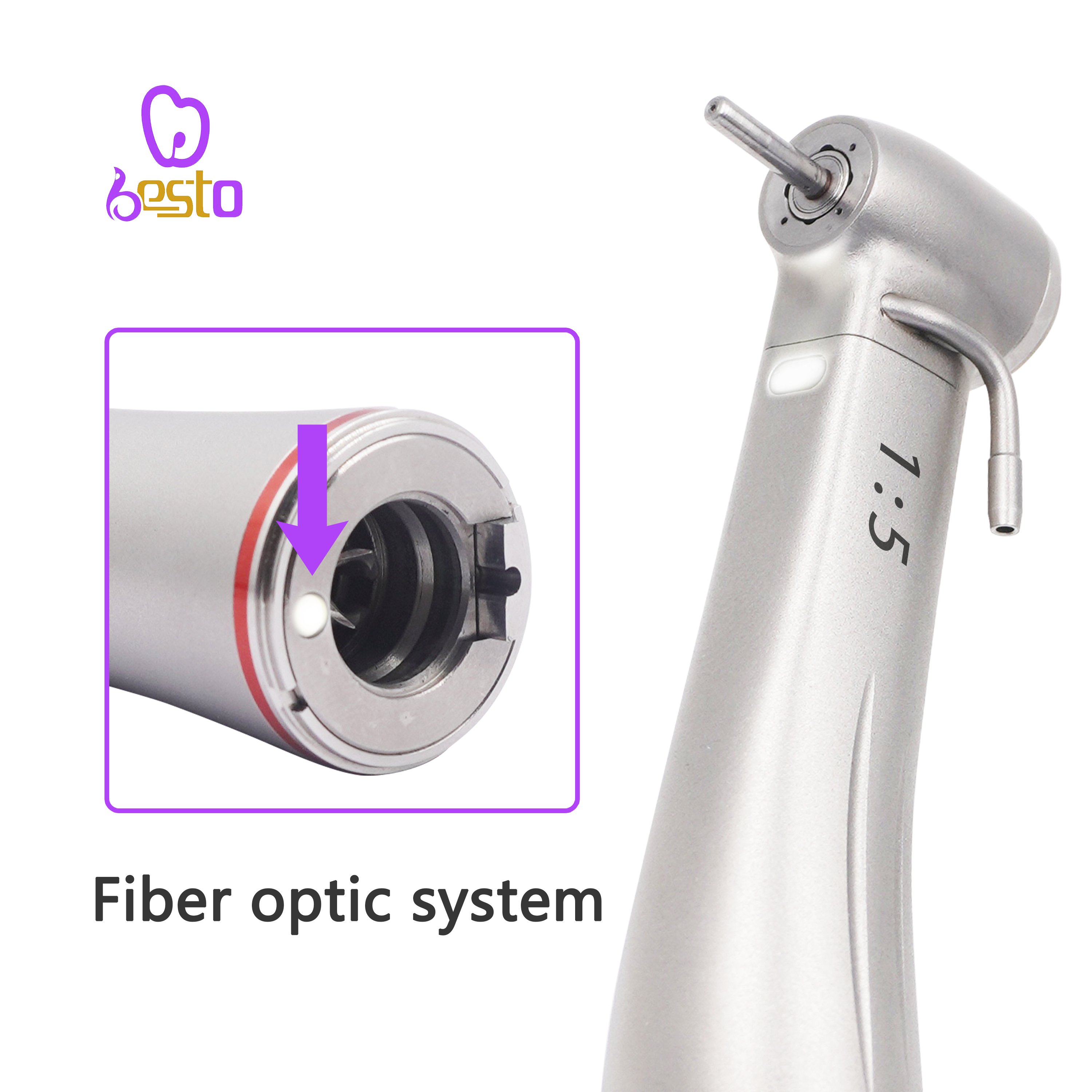 Dental 1:5 Low Speed Handpiece Increasing Optic Fiber Contra Angle Both Internal and External Water Spray Handpiece