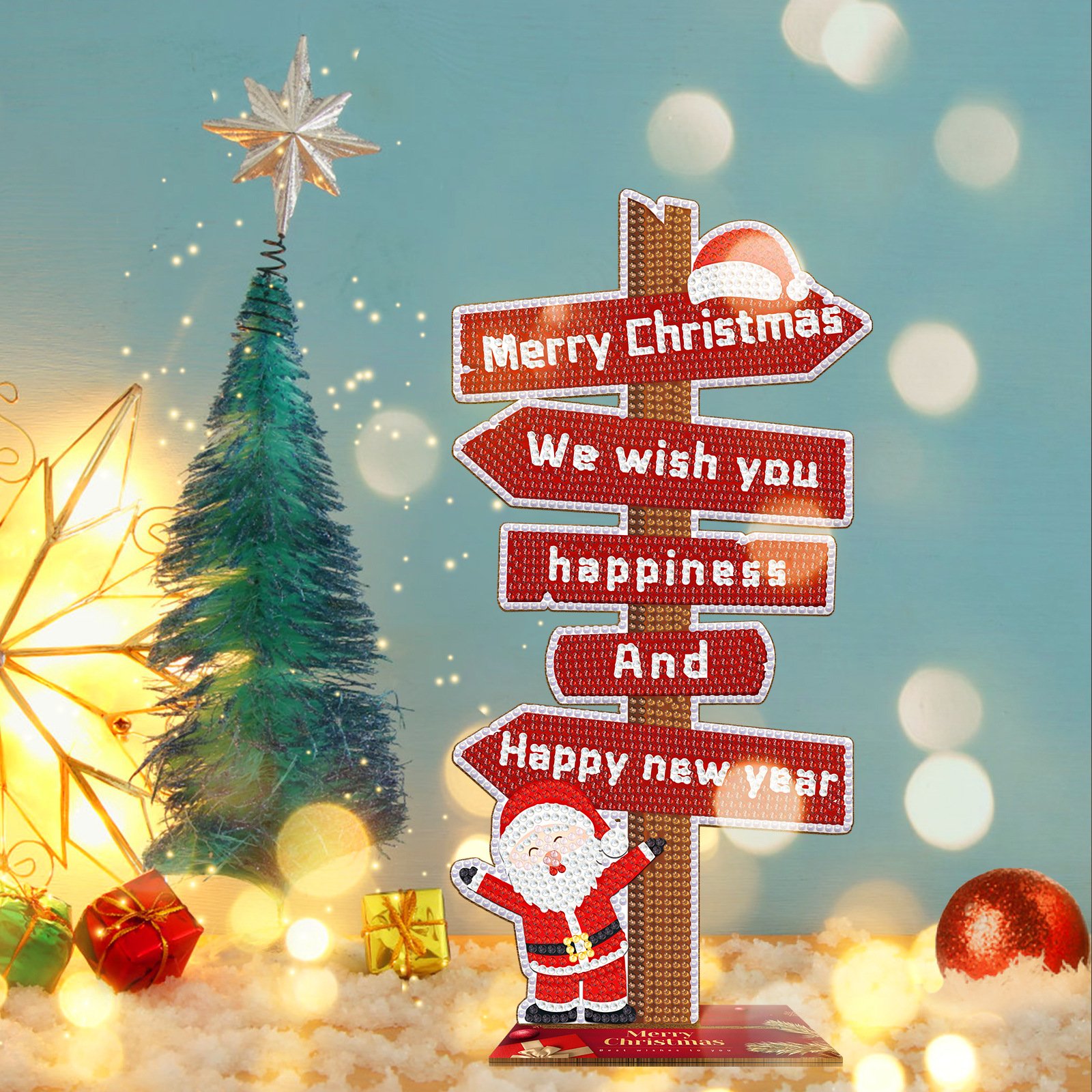 Christmas Tree 5D Diy Diamond Painting Wooden Desktop Ornaments Diamond Art Kits