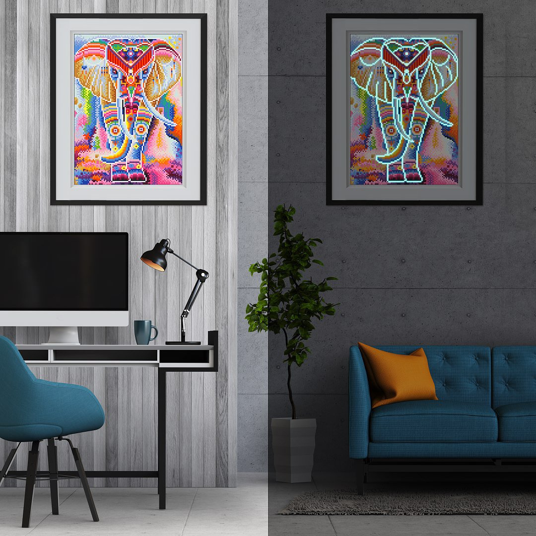 Hot Selling Mandela Noctilucent Elephant Living Room Wall Diamond Painting DIY 5D Crystal Diamond Handmade Artwork For Adult