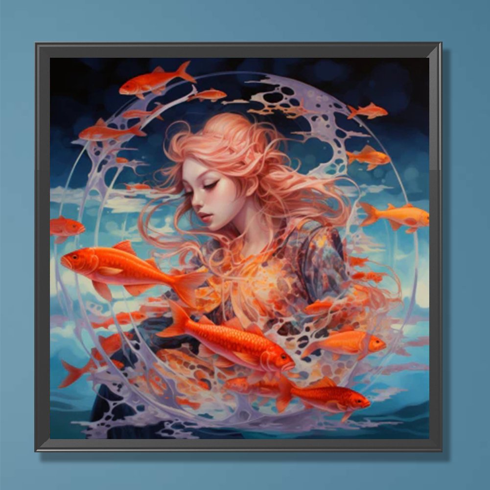 Low Moq Custom Carp Wall Decor Diamond Painting 40*40cm Full Round 5D Acrylic Drill Home Decor Diamond Painting