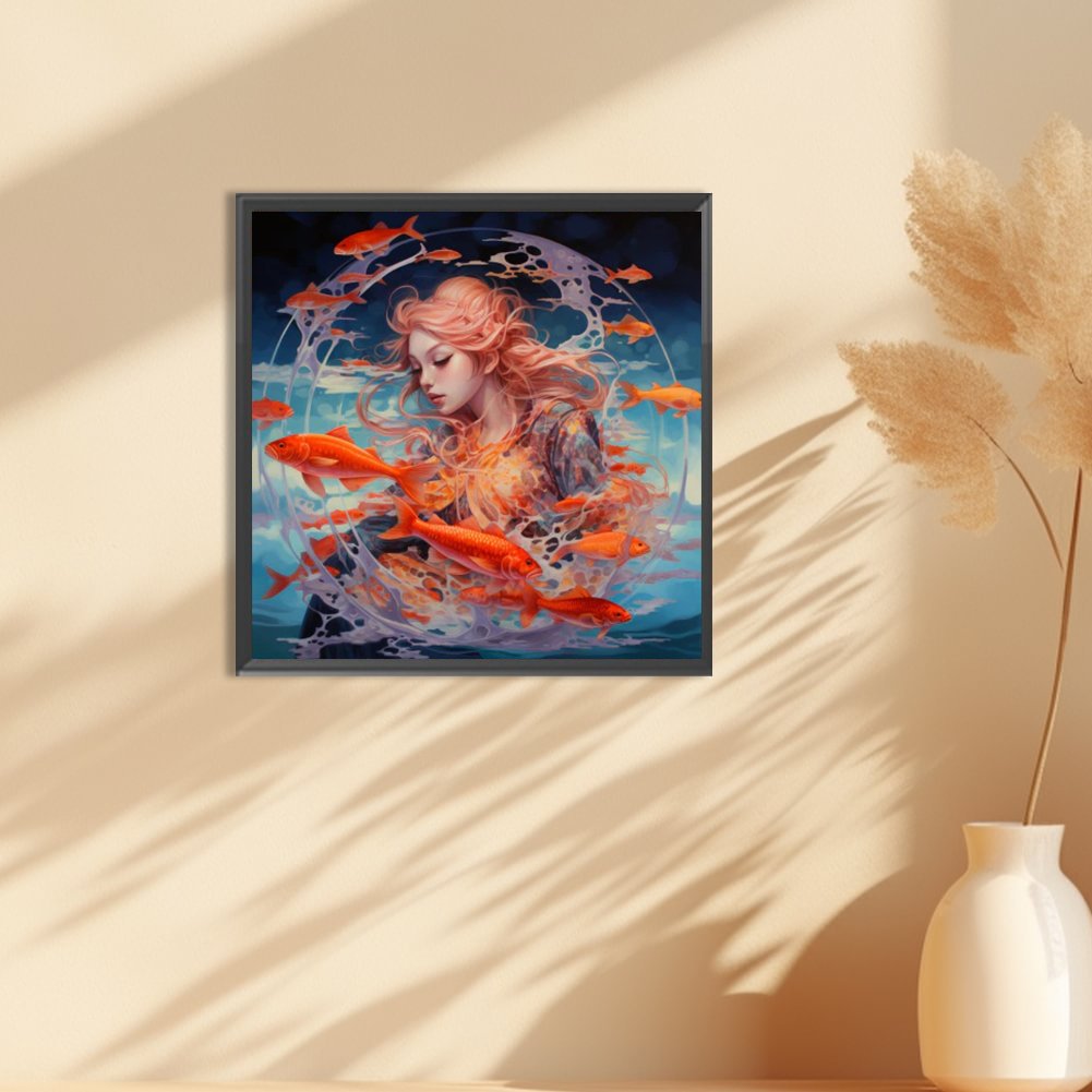 Low Moq Custom Carp Wall Decor Diamond Painting 40*40cm Full Round 5D Acrylic Drill Home Decor Diamond Painting