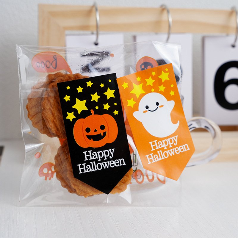 Foreign trade Halloween stickers cute skull pumpkin self-adhesive sealing paste candy bag cookie box decoration 8 pieces 3.5*7cm