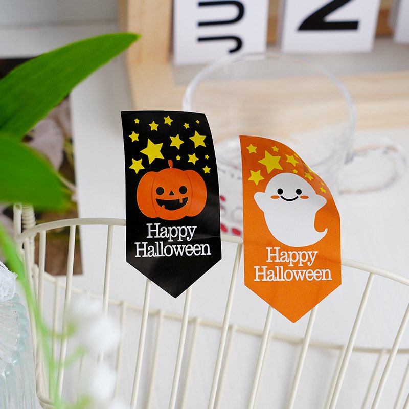 Foreign trade Halloween stickers cute skull pumpkin self-adhesive sealing paste candy bag cookie box decoration 8 pieces 3.5*7cm