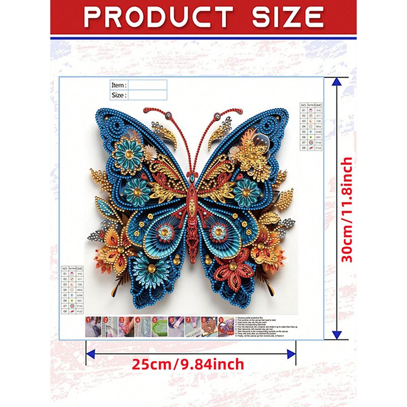 Exquisite Butterfly 30*30cm DIY Diamond Painting Special-Shaped Diamonds with Bright Cross-Border Hot Sale Animal Subject