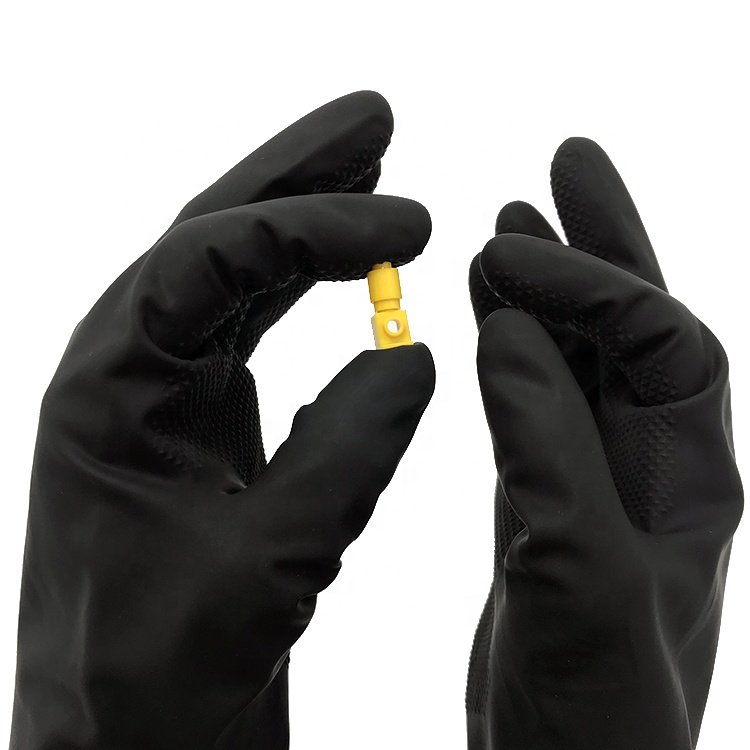 waterproof long sleeve 35/45/55/65 cm heavy duty rubber gloves for chemicals resistant with anti-slip labs