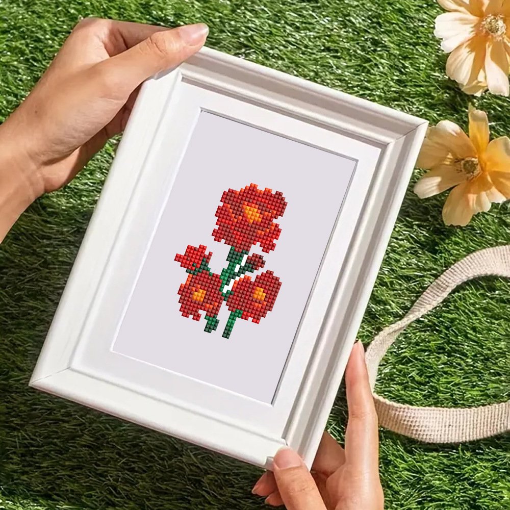 12pcs Flower 5D Diamond Painting Partial Square Diamond Art Embroidery Kits