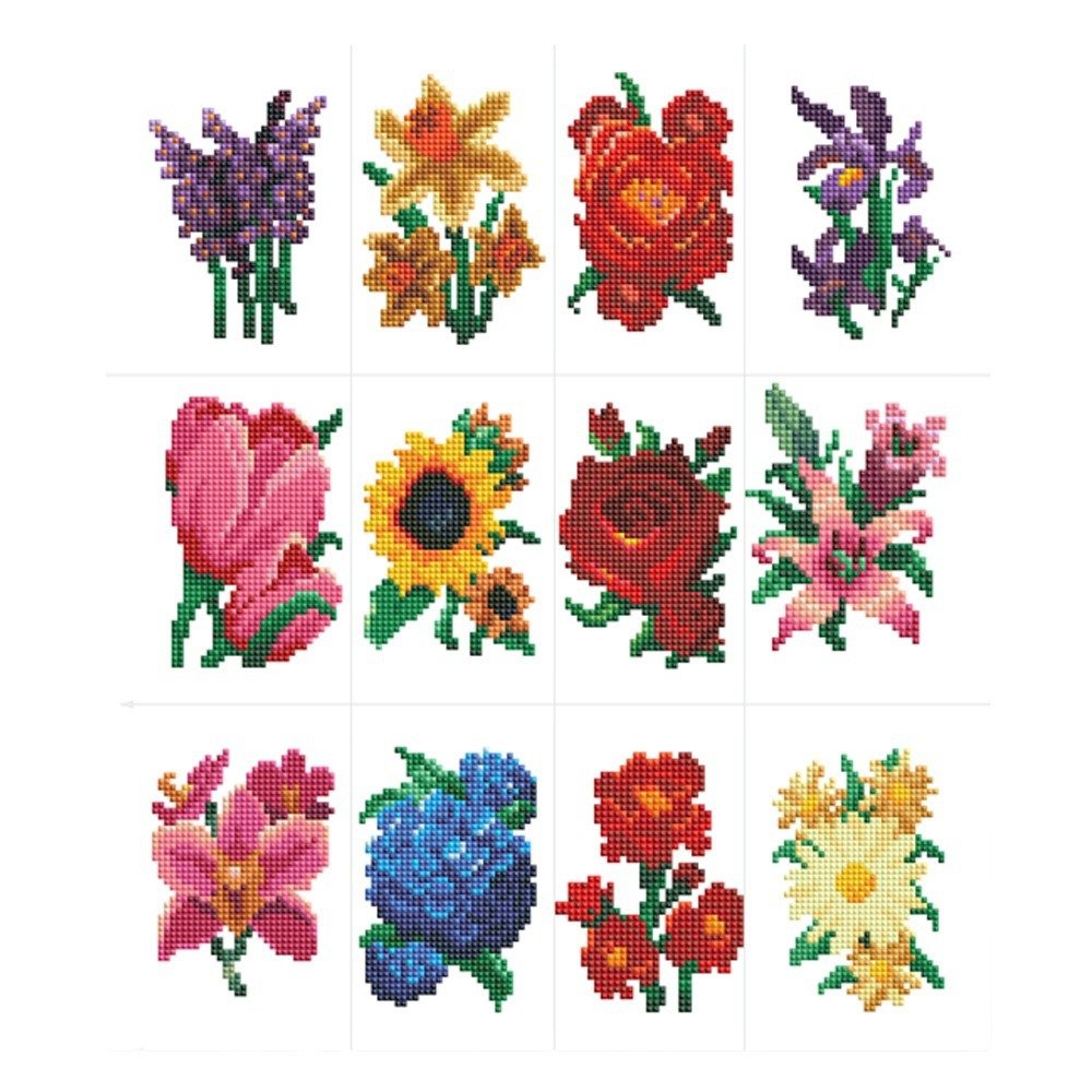12pcs Flower 5D Diamond Painting Partial Square Diamond Art Embroidery Kits