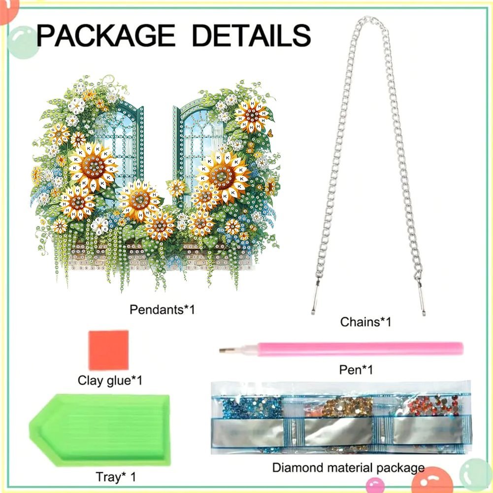 Custom DIY Sunflower Special Shaped Diamond Painting Hanging Ornament Acrylic Diamond Painting Irregular Pendant