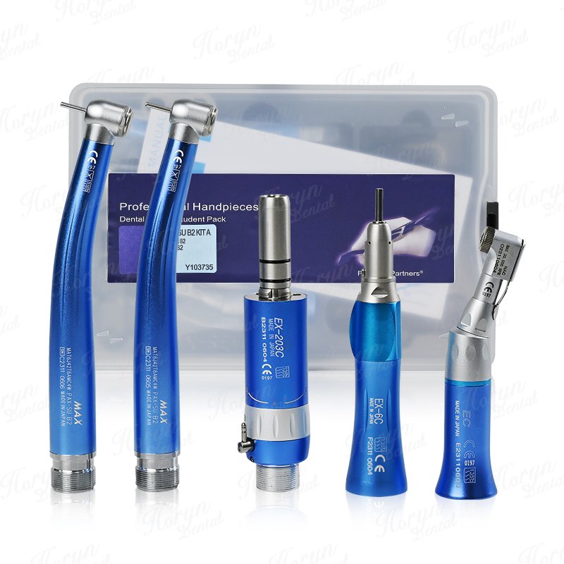 Dental Colorful 2PCS LED High Speed MAX Handpiece /1 Set External Water Spray Low Speed Student Handpiece Kits