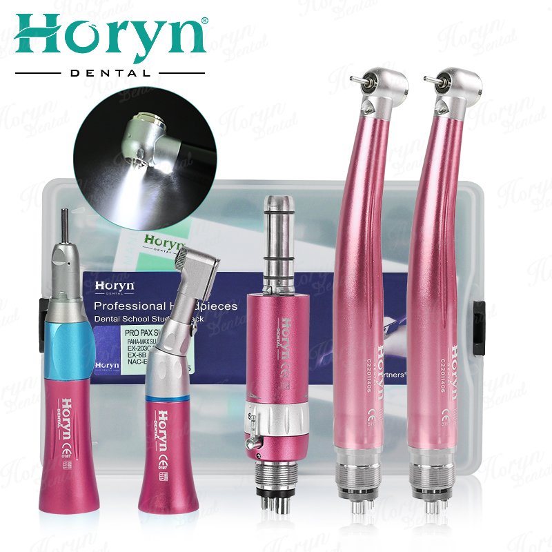 Dental Colorful 2PCS LED High Speed MAX Handpiece /1 Set External Water Spray Low Speed Student Handpiece Kits