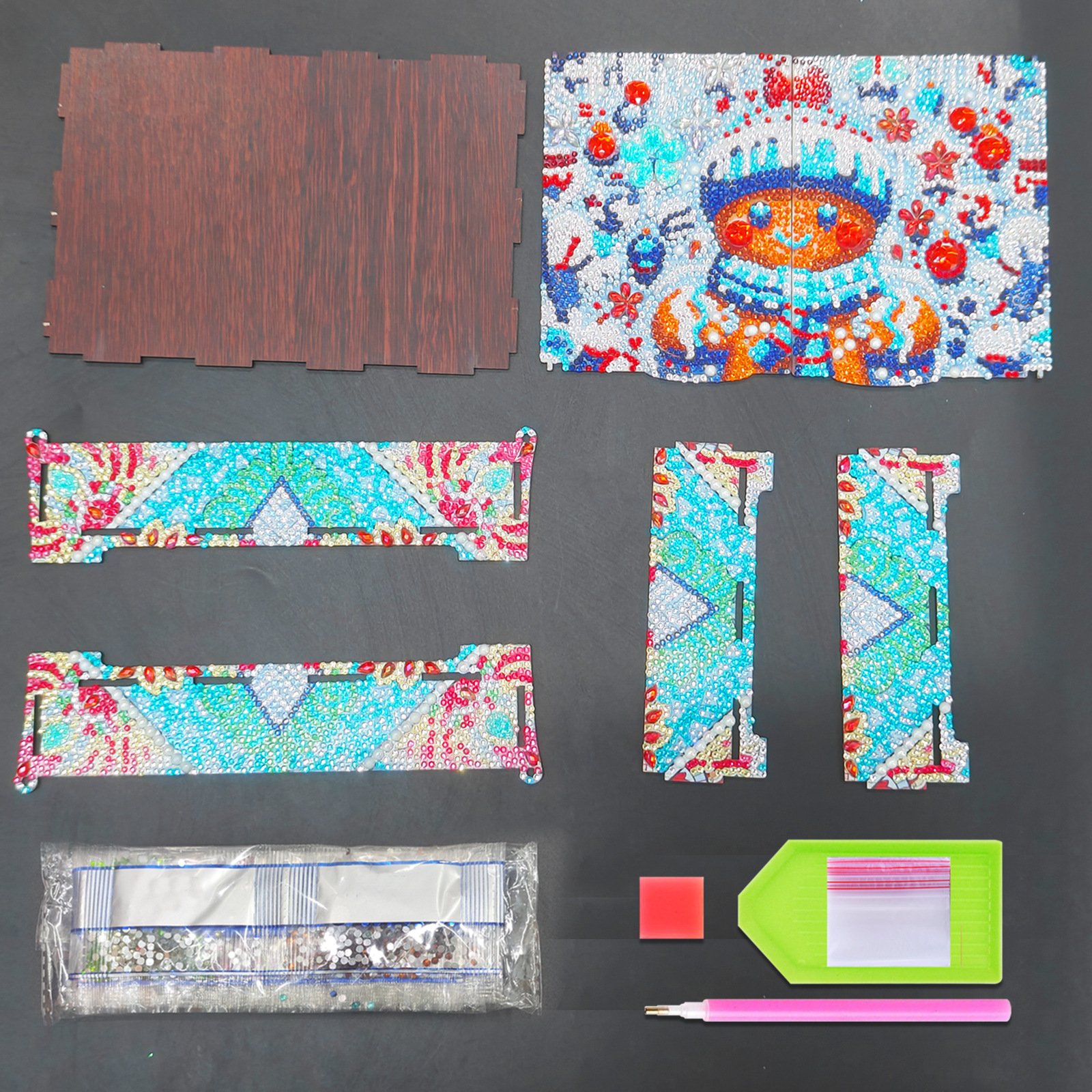 Flower DIY Kit 5D Diamond Art Painting Wooden Box for Women Dresser Table Decor