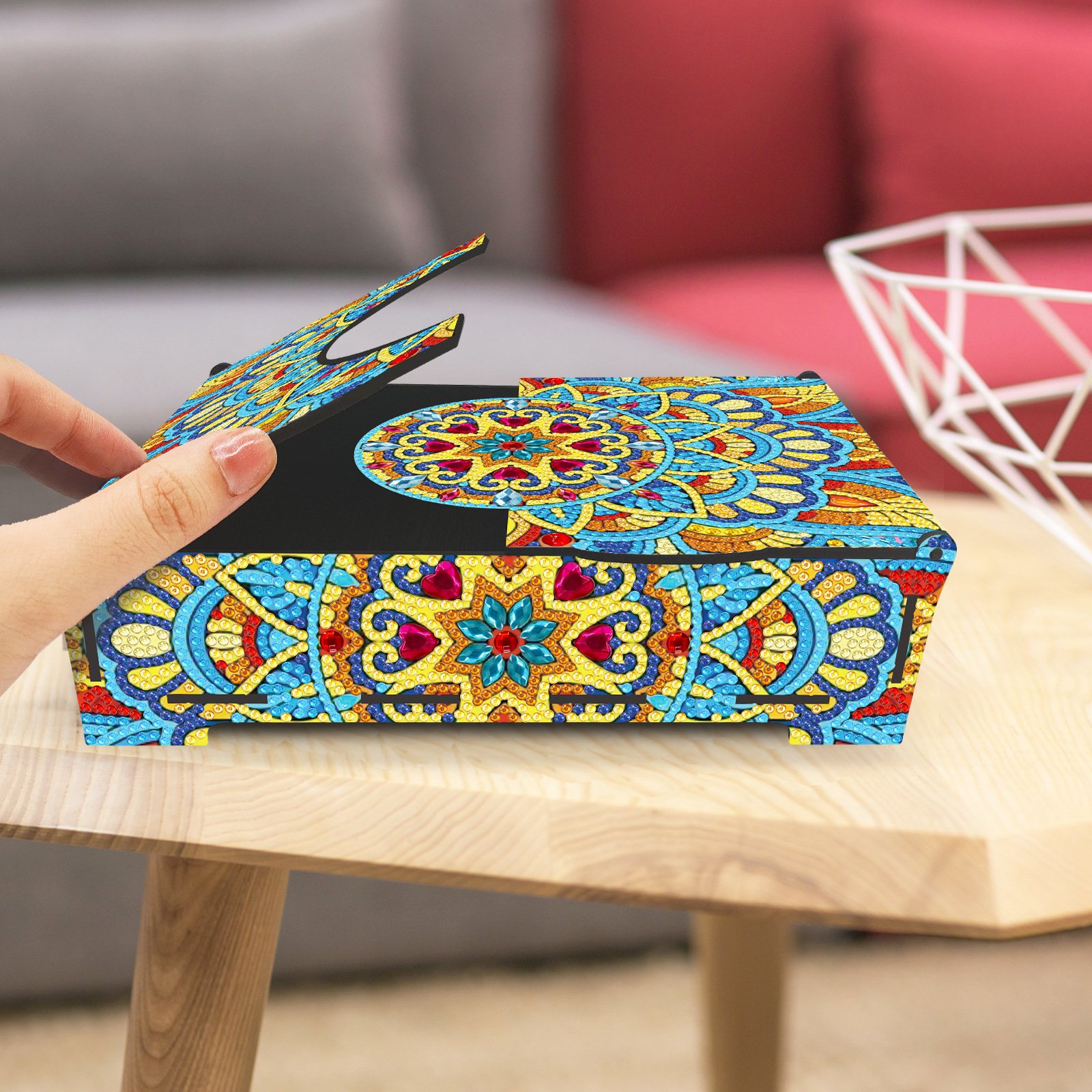 Flower DIY Kit 5D Diamond Art Painting Wooden Box for Women Dresser Table Decor