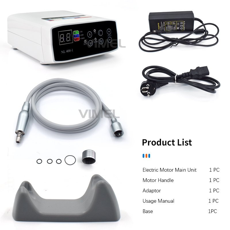 Portable Dental Electric Motor with Led Light Tube Internal Water Spray NL400 External Brushless Electric Micromotor Dental Lab