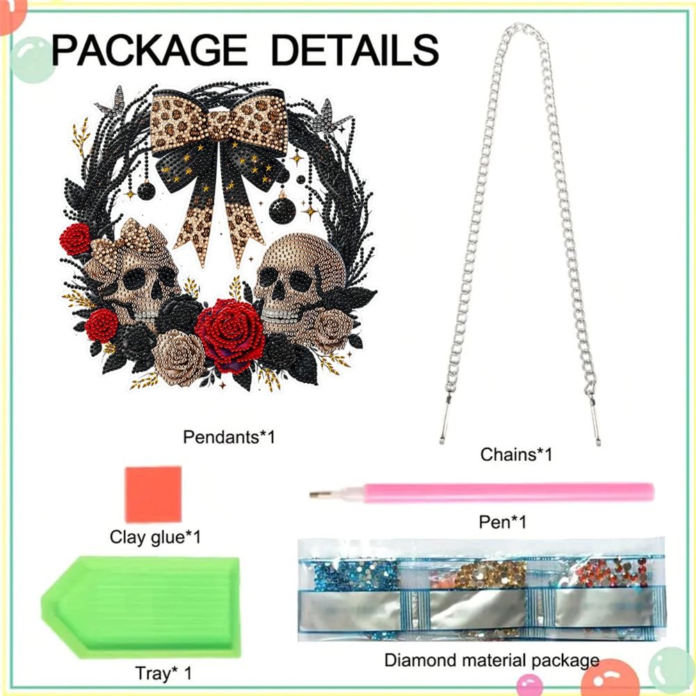 1PC DIY Acrylic Halloween Bow Flower Diamond Painting Pendant Special Shape 5D Diamond Painting Hanging Wall Wreath Ornament