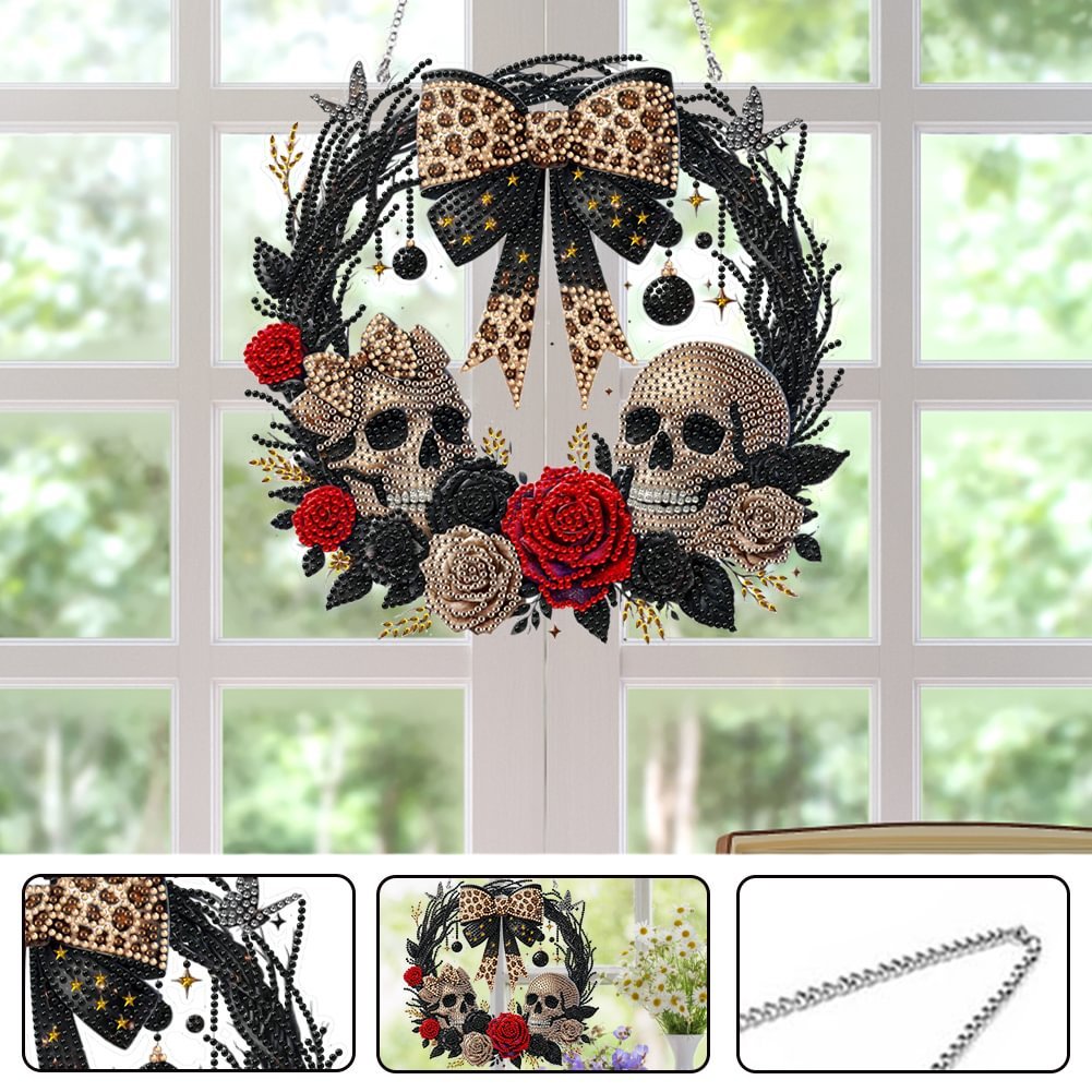 1PC DIY Acrylic Halloween Bow Flower Diamond Painting Pendant Special Shape 5D Diamond Painting Hanging Wall Wreath Ornament