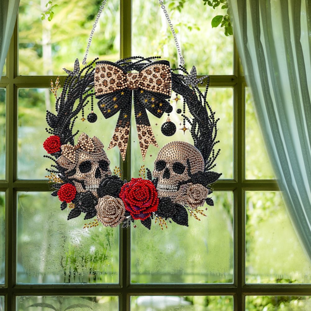 1PC DIY Acrylic Halloween Bow Flower Diamond Painting Pendant Special Shape 5D Diamond Painting Hanging Wall Wreath Ornament