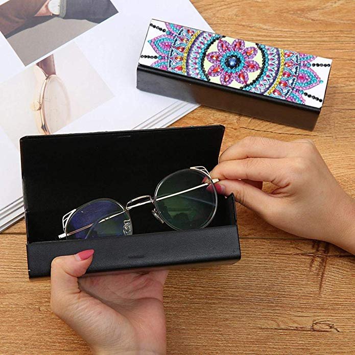 DIY Sunglass Storage Box Diamond Painting Leather eyeglass Case beads drilled Sunglasses Holder