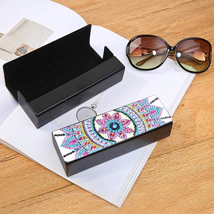 DIY Sunglass Storage Box Diamond Painting Leather eyeglass Case beads drilled Sunglasses Holder