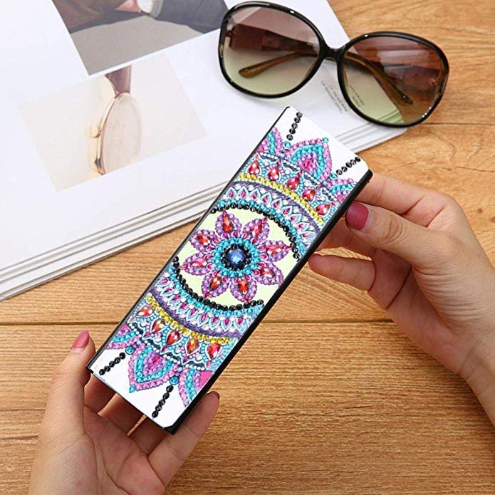 DIY Sunglass Storage Box Diamond Painting Leather eyeglass Case beads drilled Sunglasses Holder