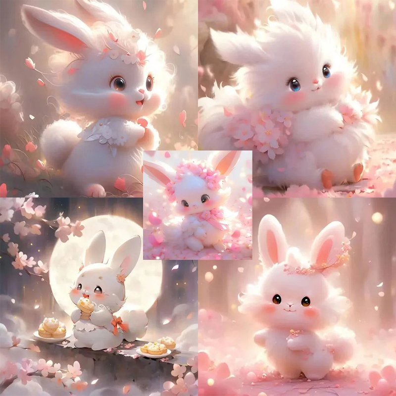 Cute Rabbit Short Lint Canvas Diamond Paintings Full Print AB Diamond 5D DIY Kits Best Quality Diamond Painting