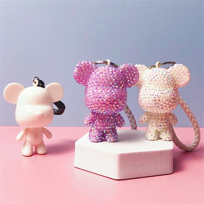 DIY diamond Popobe bear couple key chain diamond bear 6.5CM handmade kits birthday gift