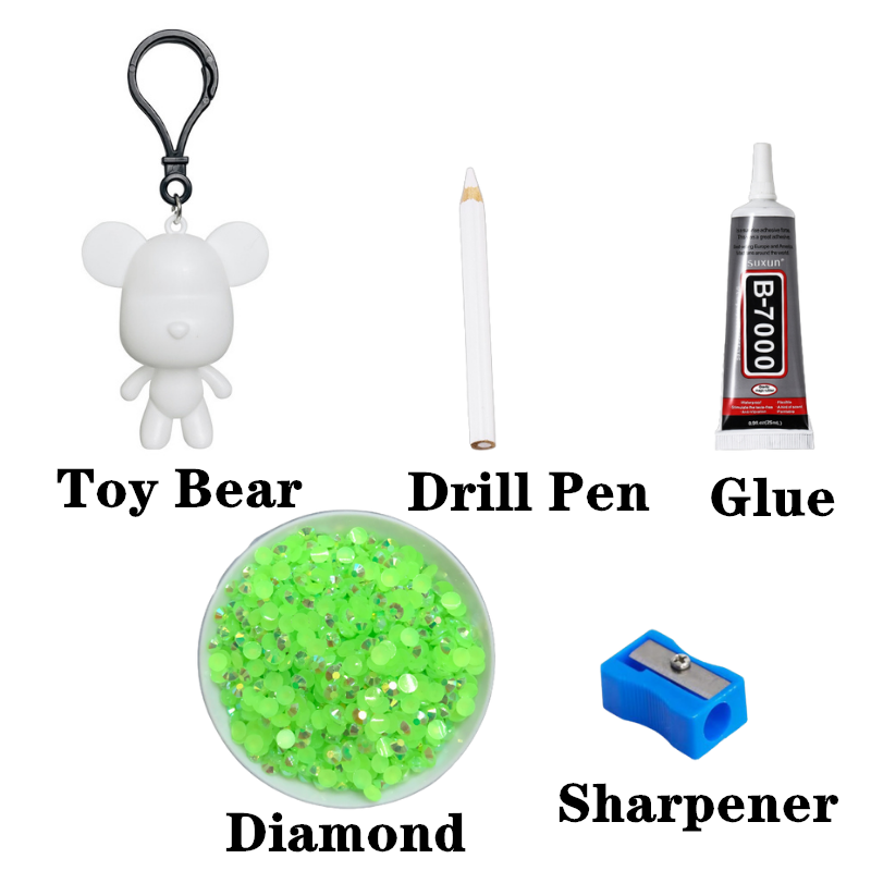DIY diamond Popobe bear couple key chain diamond bear 6.5CM handmade kits birthday gift
