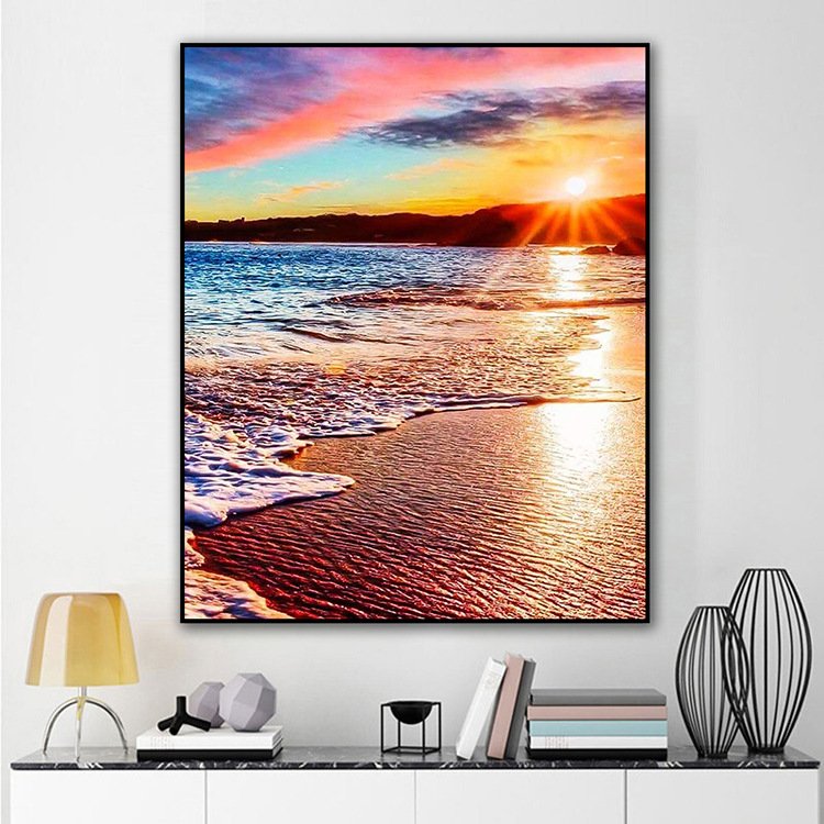 Sunset Diamond Painting 5d Beach Seascape Painting Canvas Art For Wall Mosaic Decorative Painting by Diamond Wall Decor
