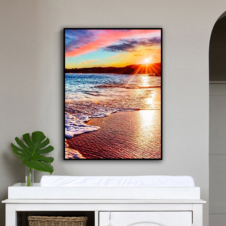 Sunset Diamond Painting 5d Beach Seascape Painting Canvas Art For Wall Mosaic Decorative Painting by Diamond Wall Decor