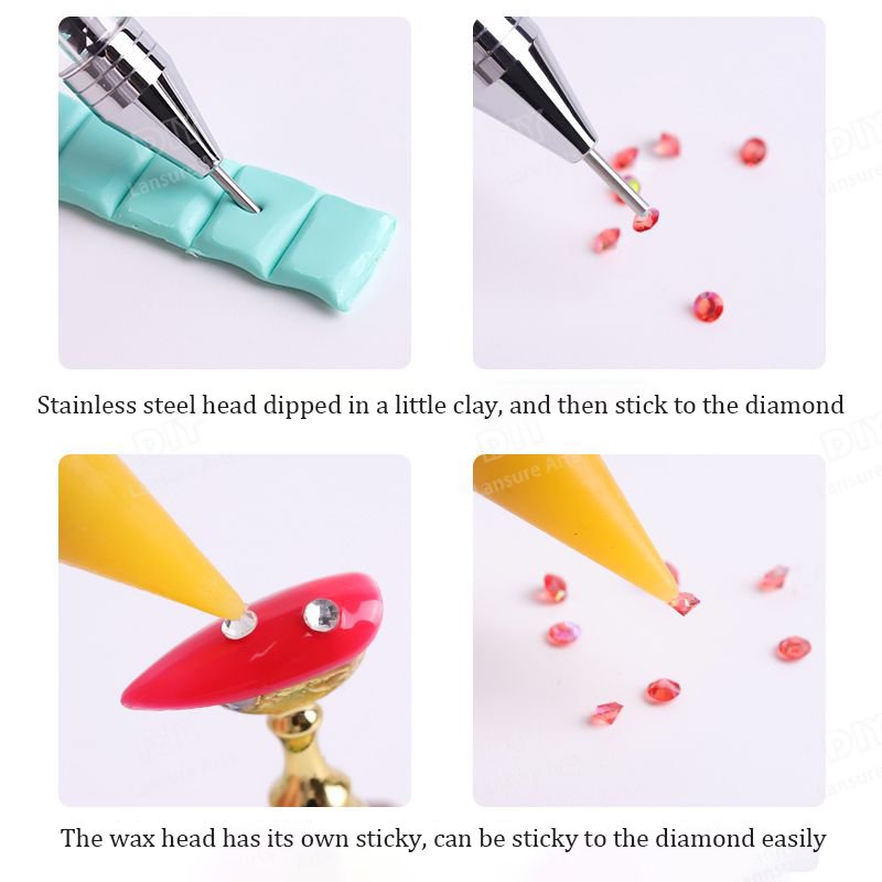 LS Wholesale Nail Rhinestones picker Dotting Pen Crystal pick up tool wax pen Diamond Painting Nail Art pen Supplies