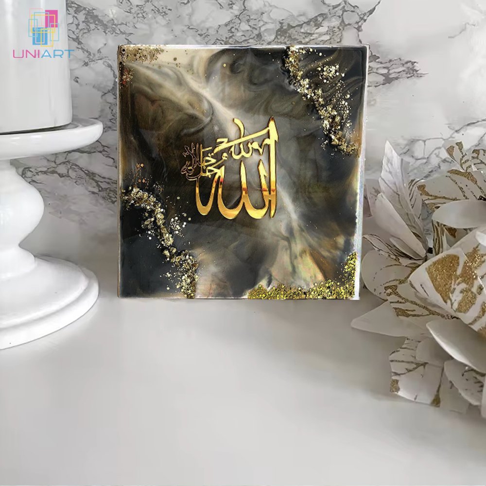 UNIART Custom Arabic Muslim Modern Al-Islam Wall Arts Resin Crystal Porcelain Painting Islamic Picture Frame Wall Art Home Decor