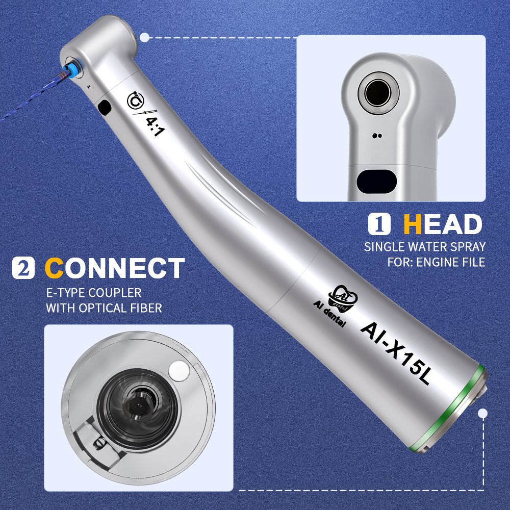 AI-X15L 4:1 Reduction Optical Single Spray For CA burs (2.35) contra angle Endodontic Handpiece Max Speed: 10,000 min-1